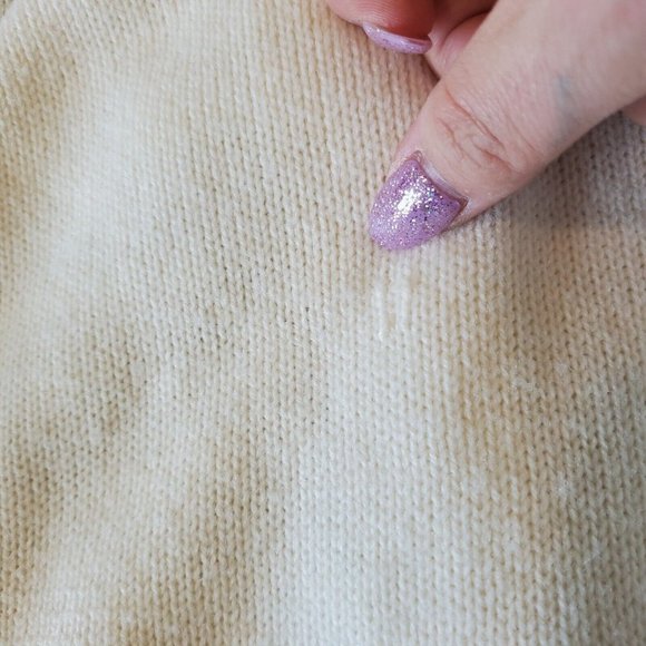 Vintage 60s Ivory‎ Floral Embroidered Popcorn Cardigan Sweater Sz Medium - Picture 8 of 9